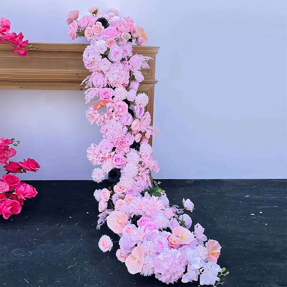 2m Rose Waterfall Flower Row Artificial for Table Centerpiece Wedding Decoration Mix Flowers Backdrop Wall Arches Decor W260130