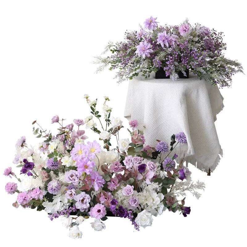 Luxurious Rose hydrangea Flower Row Wedding Artificial Table Floral Commercial Plaza Partition Hotel Scene Layout Floor Flowers W260130