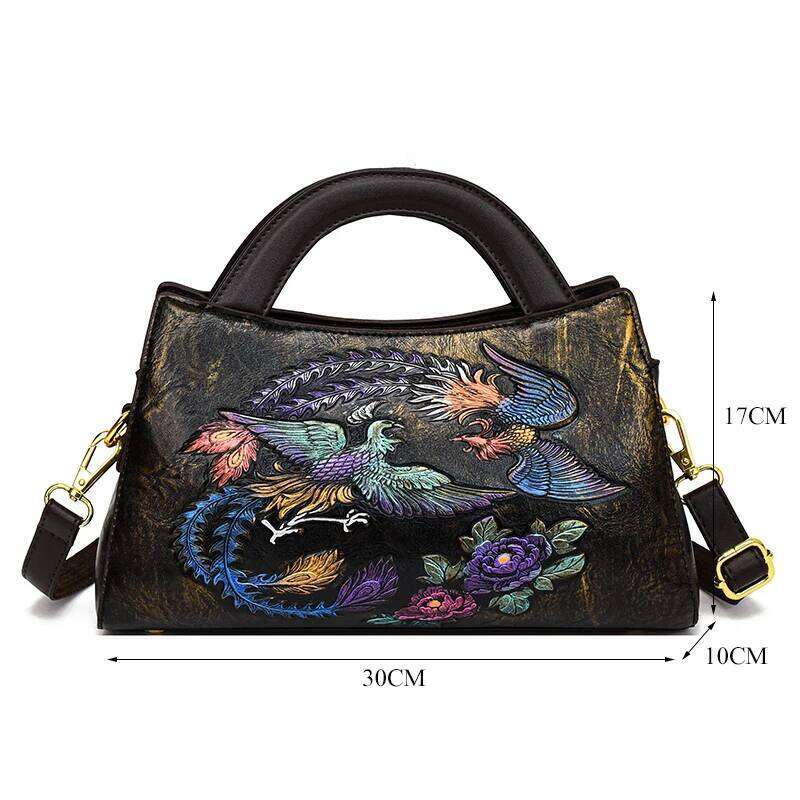 Fashion Phoenix Pattern Handbag Woman Luxury Ladies Shoulder Bags Designer Large Capacity Tote Quality Leather Crossbody Bag KABAHEBINGJUE