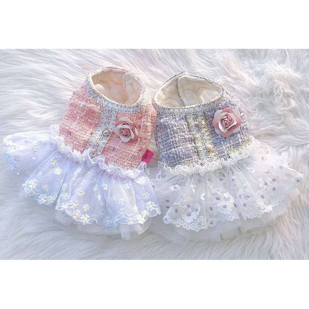 Cotton Knitted Winter Puppy Coat Lace Chihuahua Skirt Pet Clothes Dog Dresses for Small Dogs H260129