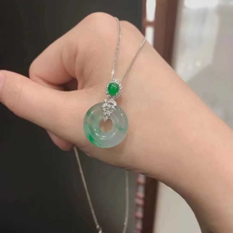 Inspired Natural Ice seed Jade Chalcedony Round Necklaces Chinese Style clavicle chain Classic Silver fine Jewelry for Women Y260130