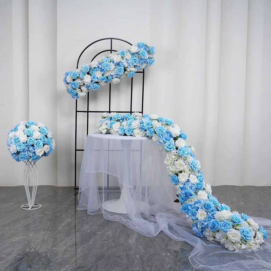 Luxury Pink Long Runner Artificial Row For Wedding Decor Road Leading Flower Ball Floral Backdrop Arrangement Y260130
