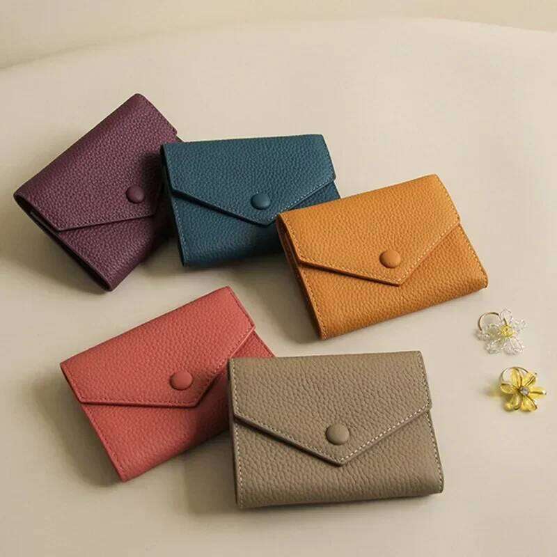 New PU Leather Small For Women Wallet Luxury Envelope Card Holder Brand Multipurpose Zip Coin Cowhide Short Purse 2024 Z260130