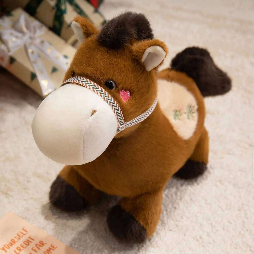23cm Cute Horse Plush Toy Adorable New Year Lucky Mascot Soft Stuffed Pony Kawaii Zodiac Animal Birthday Xmas Gift for Kids Y260128
