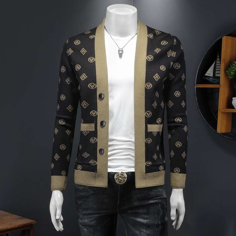 Autumn Winter New Men's No Button Cardigan Knitted Wool Youth Fashion Sweater Men