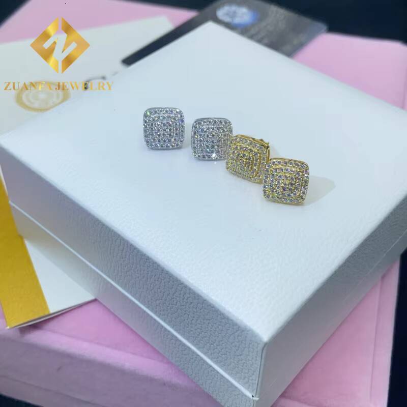 Past Diamond Test Moissanite 10MM Stud Earring MenWomen 925 Sterling Silver VVS Moissanite Iced Out Stud Earring GRA in Stock