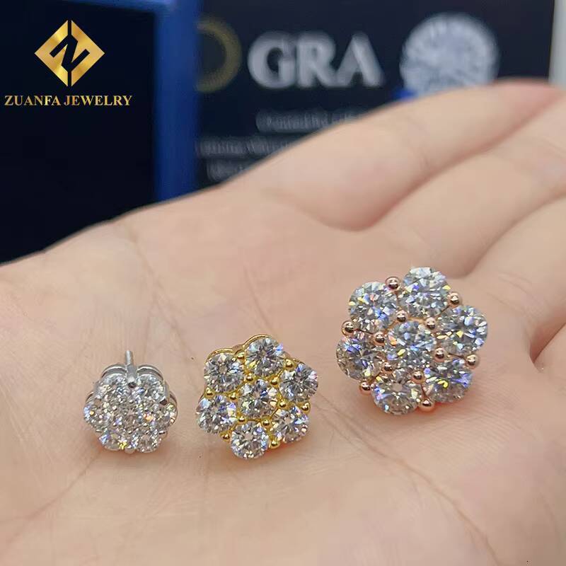 Dropshipping Hip Hop14K Gold Plated Sterling Silver 925 VVS GRA Certificated Lab Diamond Moissnaite Fashion Jewelry Earrings