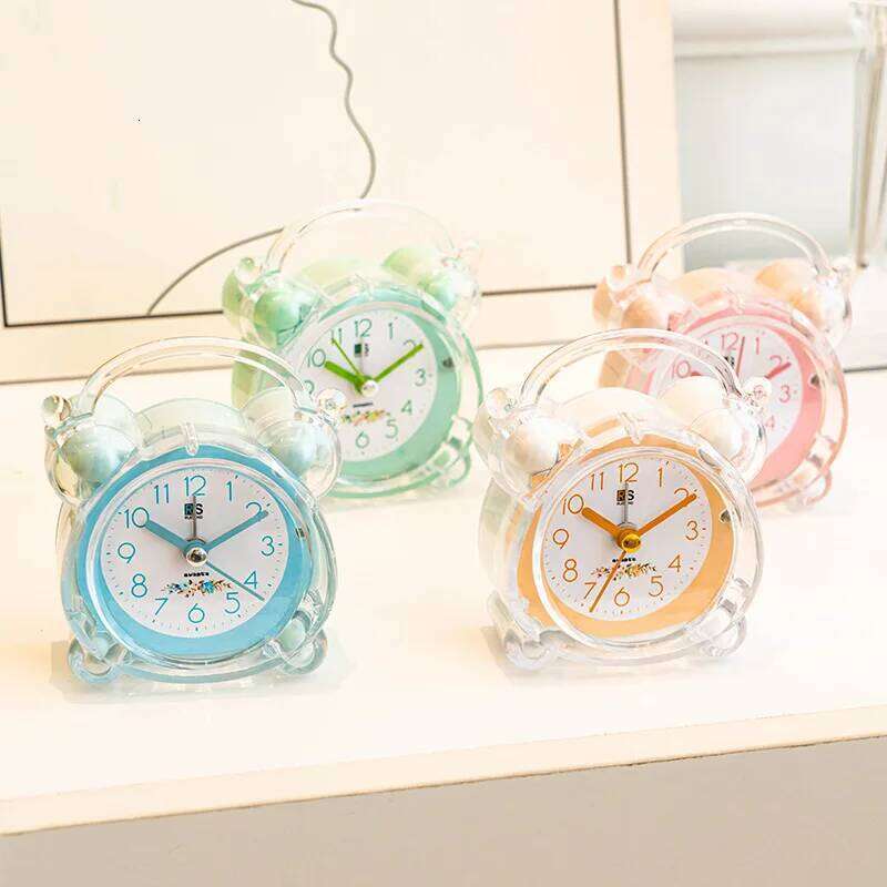 Battery Powered Digital with Backlight Crystal Silent Cartoon Kids Girl Gift Electronic Small Table Alarm Clock W260130