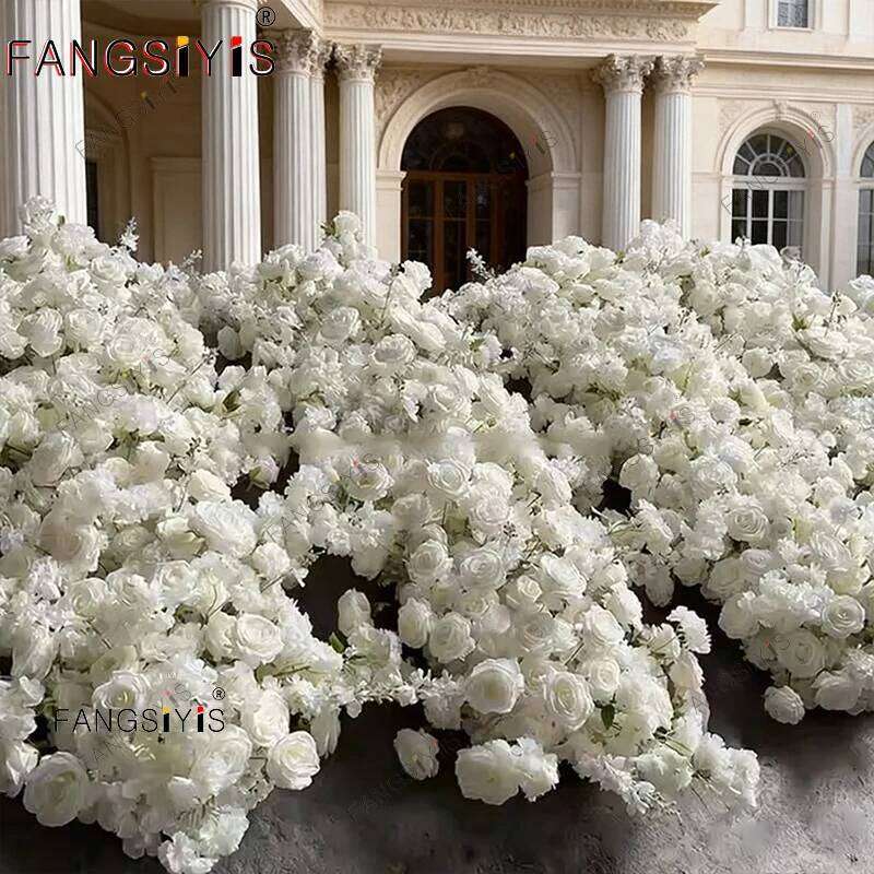 5D Rose flower Cherry blossom Arrangement Flowers Row Wedding Backdrop Arch KT Board Decor Sofa Table Runner Banquet Event Props Y260130