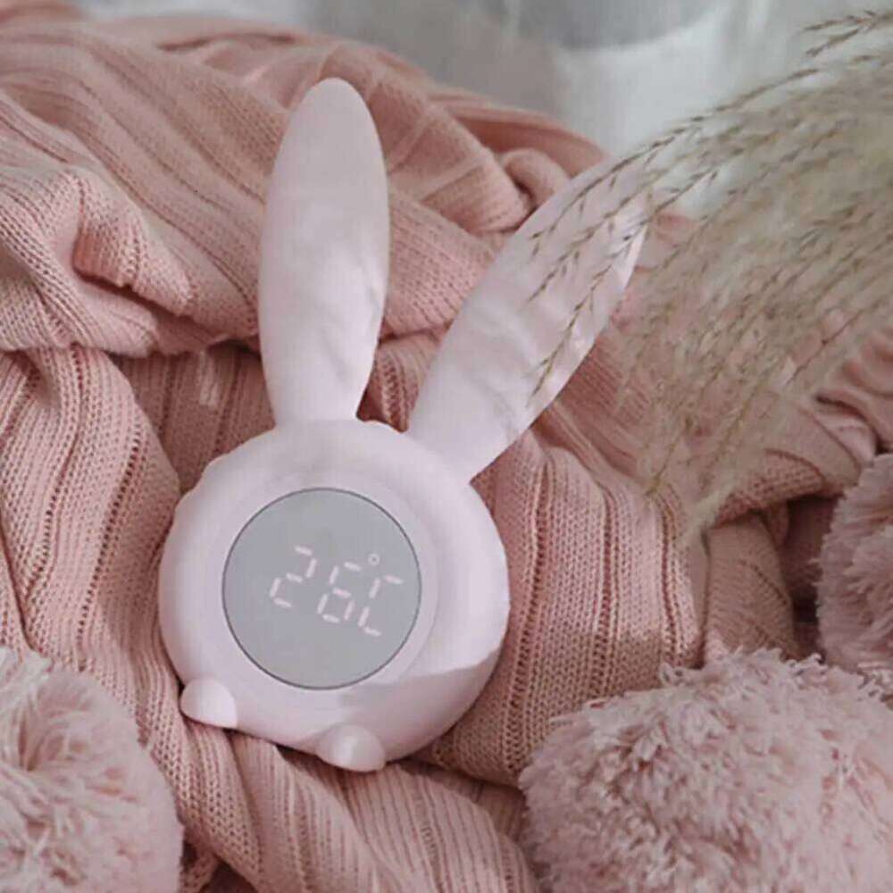Rabbit Cartoon Alarm Pink Bedside Timer Luminous Design Night Light Students Table Clock Quiet Sleep Decor Gift W260130