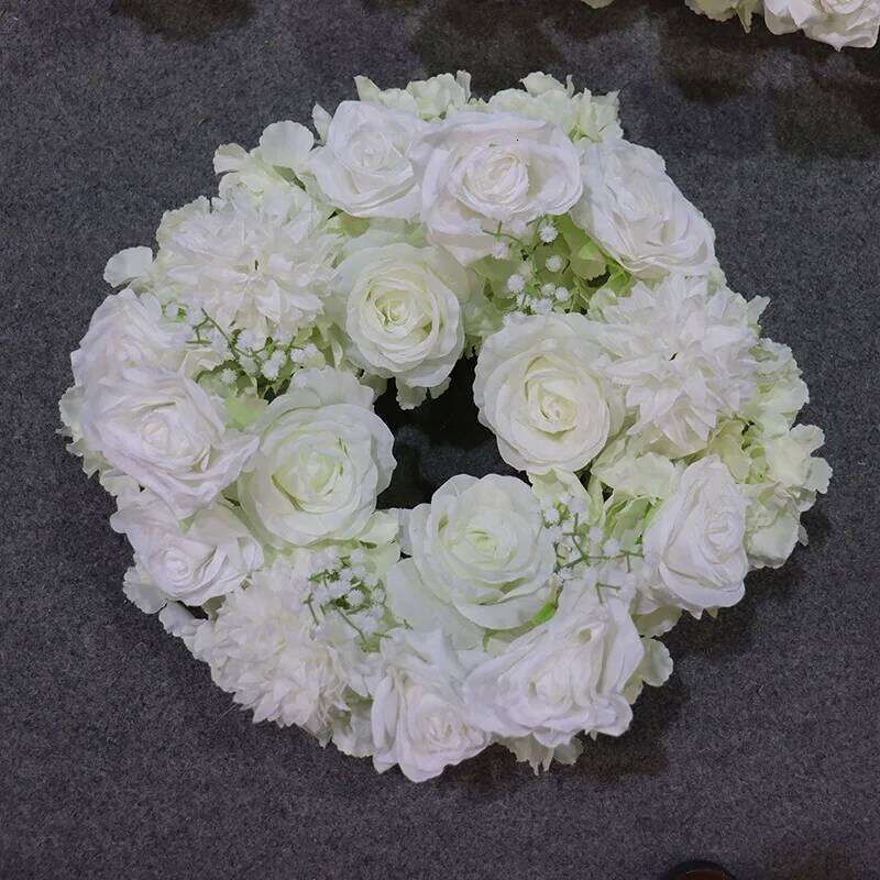 Luxury Babys breath White Rose Wedding 5D Floral Runner Arrangement Event Table Centerpieces Ball Fabric Gypsophila Flower Wall W260130