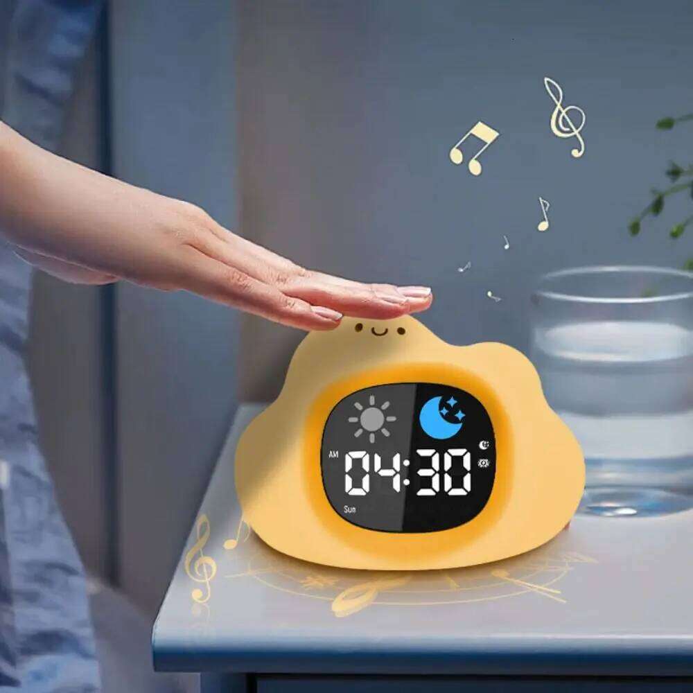 Animal-Shape Alarm Adjustable Cute Sleep Training Clock Home Decor Pat Control Touch Night Light Bedroom W260130