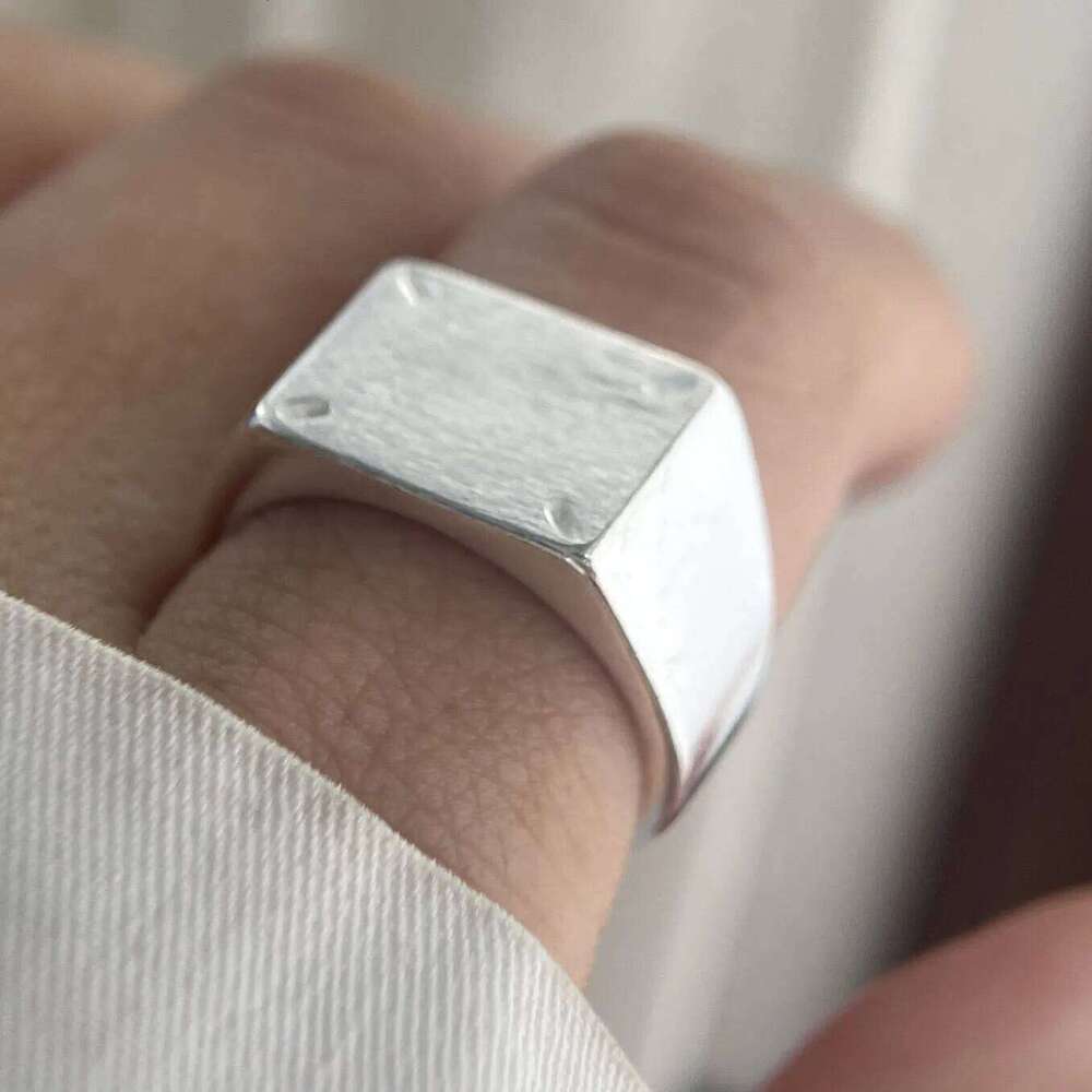 925 Sterling Silver Rings for Women Couple Minimalist Handmade Simple Square Shinning Ring Fine Jewelry Gift Prevent Allergy XJ260130