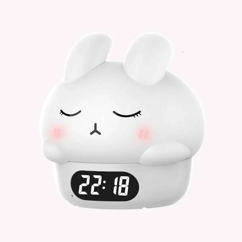 Alarm Clock with Light Cute Bunny Temperature Display Rechargeable Dimmable Night Lamp for Kids Desktop Decor W260130
