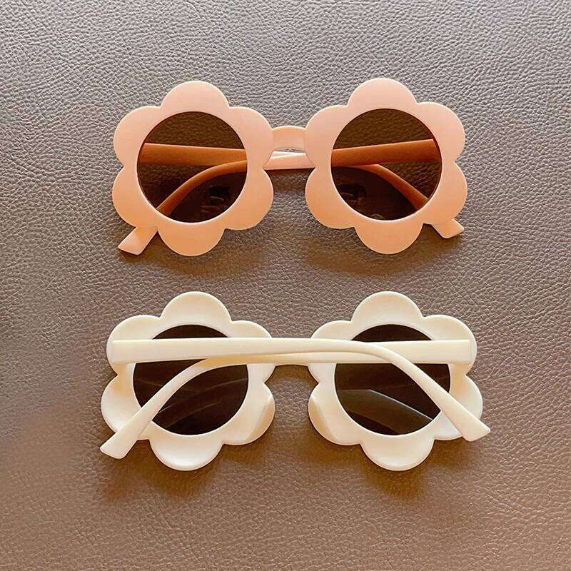 2024 New Children Cute Solid Color Flower UV400 Fashion Round Girls Boys Protection Sunglasses Kids Sun Glasses H260130