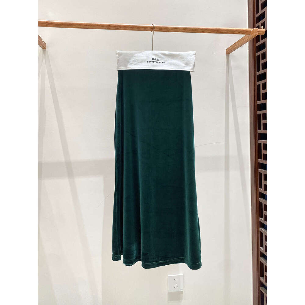 Zhihetang Autumn New High Waist Mermaid Half Women Slimming National Style Velvet A-Line Long Skirt LEEGO LENS