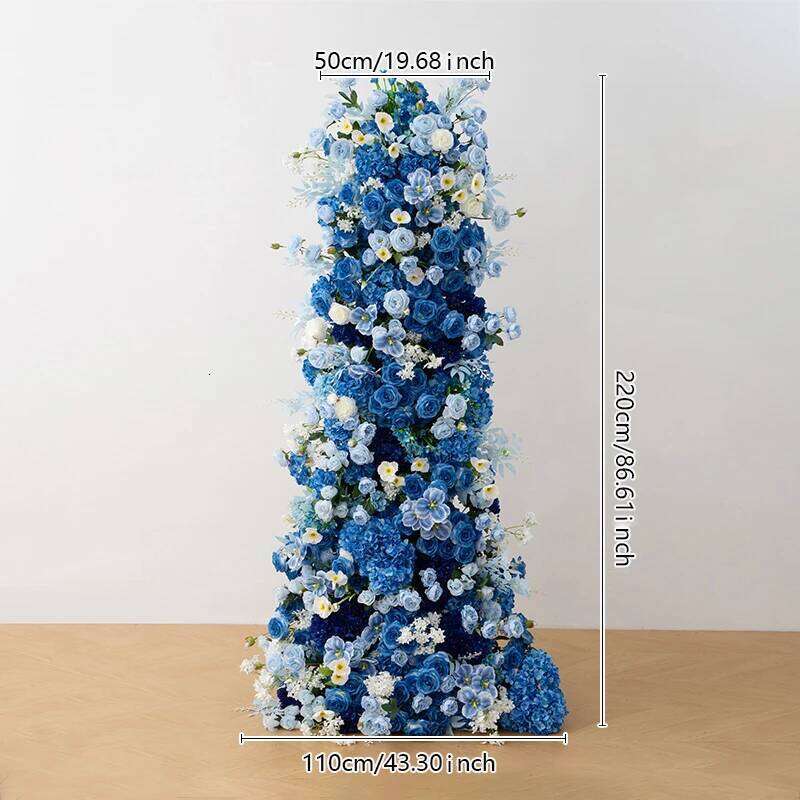 Luxury Royal Blue Wedding Backdrop Floral Arrangement Rose Hydrangea Orchid Floor Flower Ball Banquet Party Event Window Display Y260130