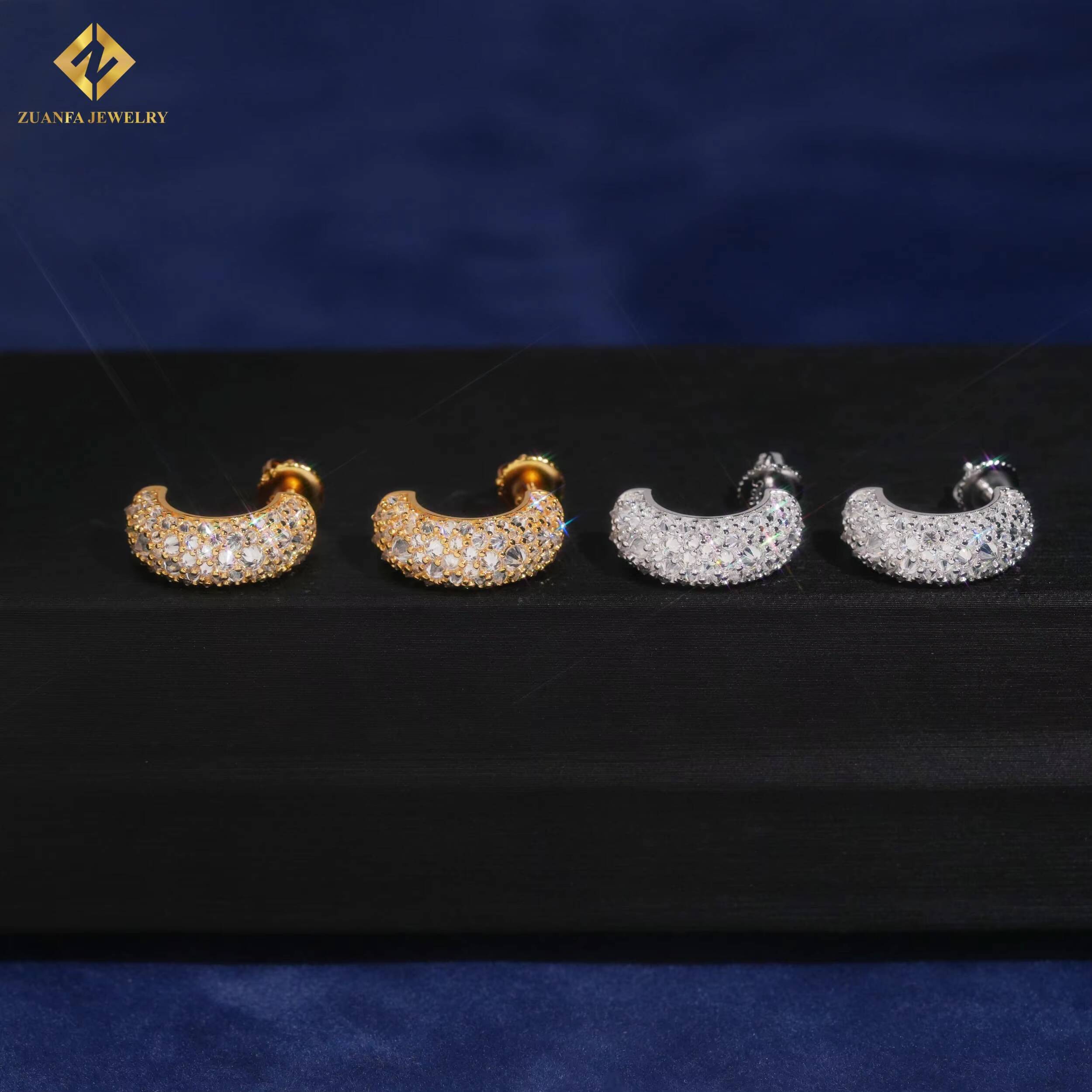 Hot Sale VVS Moissanite Earrings GRA Fine Jewelry 925 Silver Moissanite Stud Earring Mens HipHop Earring Past Diamond Test