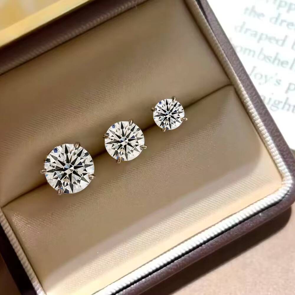 Custom 14k 18k Solid Gold Earrings Stud 01CT 05CT 1CT Round Brilliant Cut Lab Grown Diamond Earring with Lab CVD Diamond