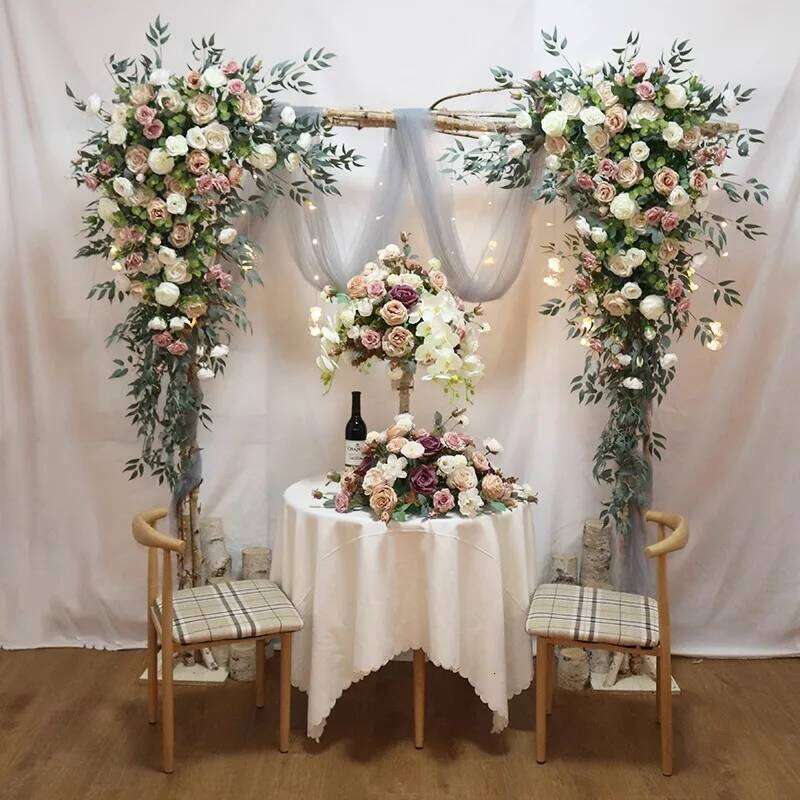 DIY Wedding Flower Arrangement Silk Butterfly OrchidRose Artificial Floral Row Decor Marriage Arch Backdrop Decoration prop W260130