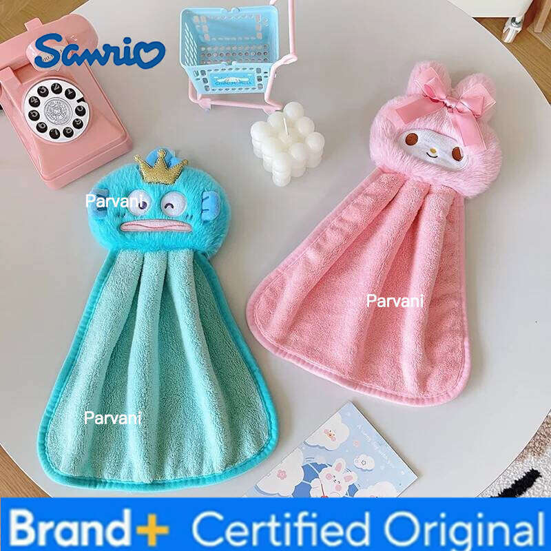 Sanrio Cute My Melody Hangyodon Towels Home Bathroom Kitchen with Hanging Loop Thickened Speed Dry Absorbent Hand Cloth H260130