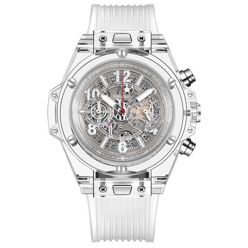 Transparent Crystal Multifunction Watch Silicone Strap Kaleidoscope Dial Water Resistant Sport Unisex Wristwatch