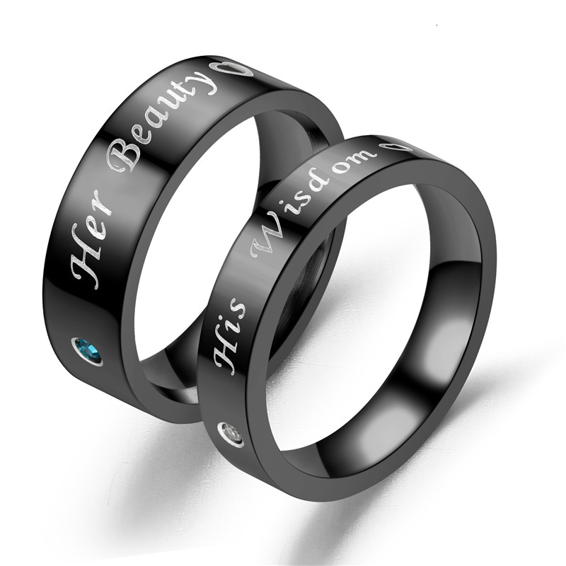 Hot-Selling New Black Her Beauty His Wisdom Fashion Diamond Couple Ring