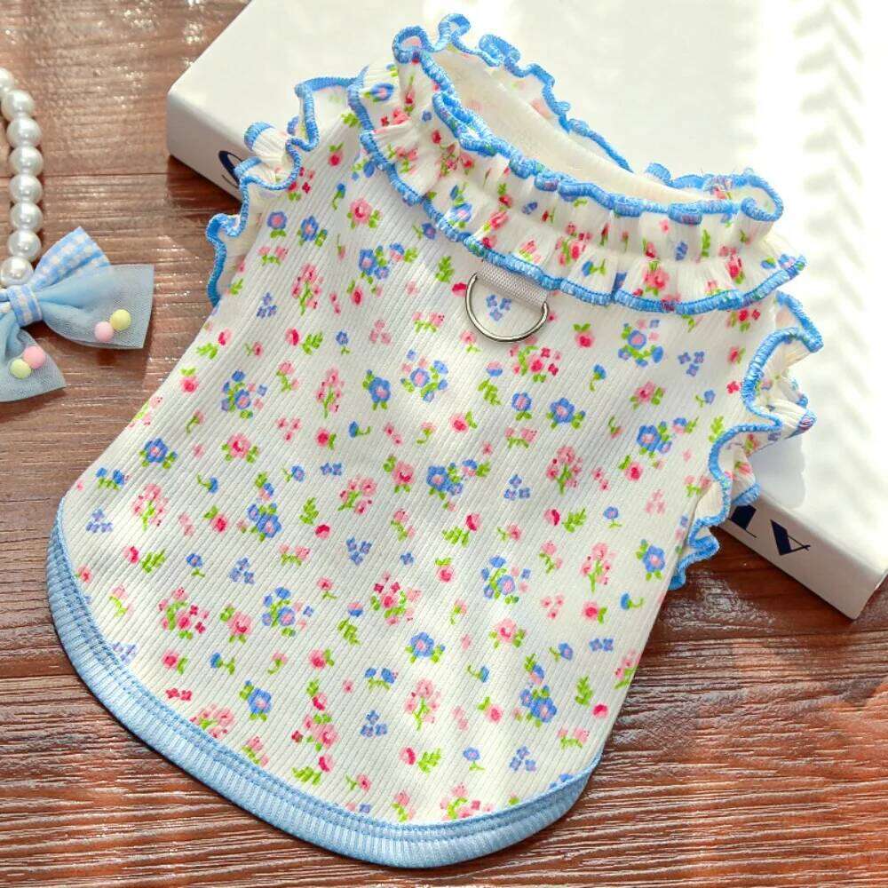 Fashion Cute Puppy Floral Vest Soft Breathable Cat Cake Skirt Thin Design Pet Summer Clothes For Dogs and Cats H260130