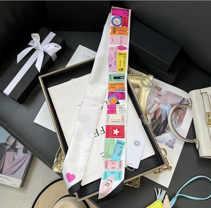36style Classic Designer Scarf Small Narrow and long Style Tie Neck Scarf Handbag Accessory Elegant Silk Scarf ble Trendy Hair Accessories Bundled Ribbons 120*6cm