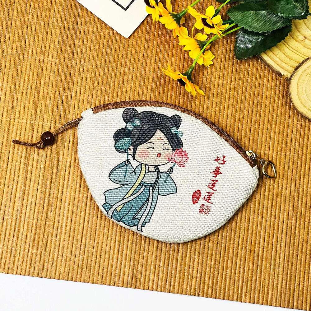 Hot-Selling Digital Print Coin Purse Pull-Out Mini Bag Chinese Style Handmade Fabric Cartoon Card Holder MASA