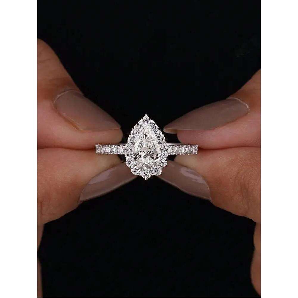 925 Sterling Silver Shiny Full White ZirconWater Drop Ring For Women Engagement Wedding Simple High Quality Fine Jewelry XJ260130