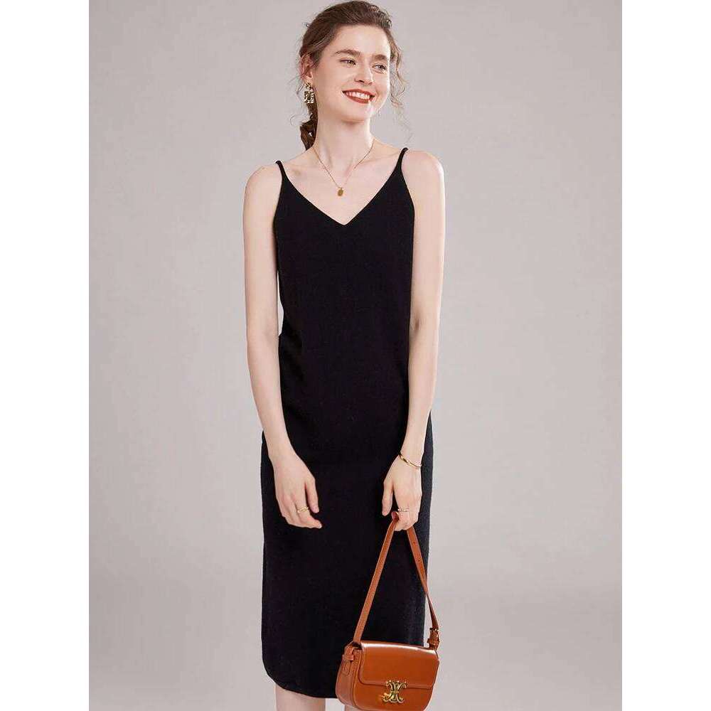 CHICUU Women 100% Vest Autumn Winter Basic Sleeveless Cashmere Knitwear Office Lady Grace Style Dress XJ260130