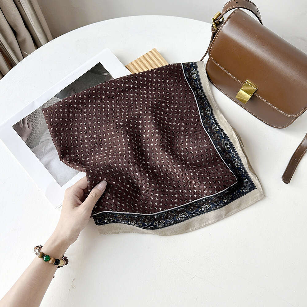 Shawl wrap Herringbone Pattern Paisley Color Block Artistic Retro Small Square Decorative Breathable Neck Scarf