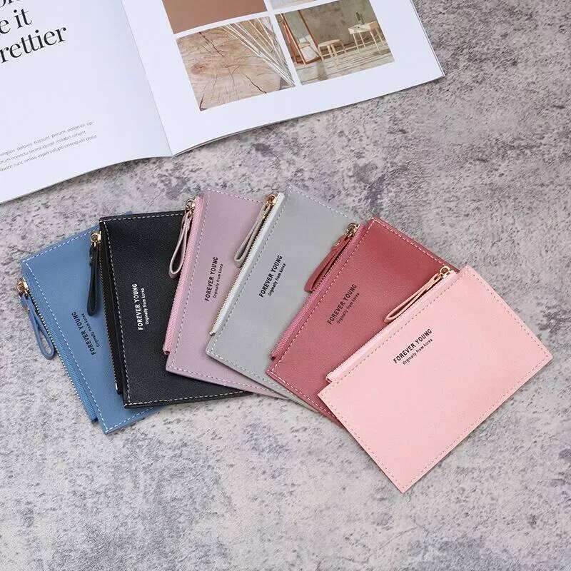 Men's Women's PU Zipper Cash ID Credit Pure Color Mini Business Case Name Card Holder Holiday Gift Tarjetero Z260130