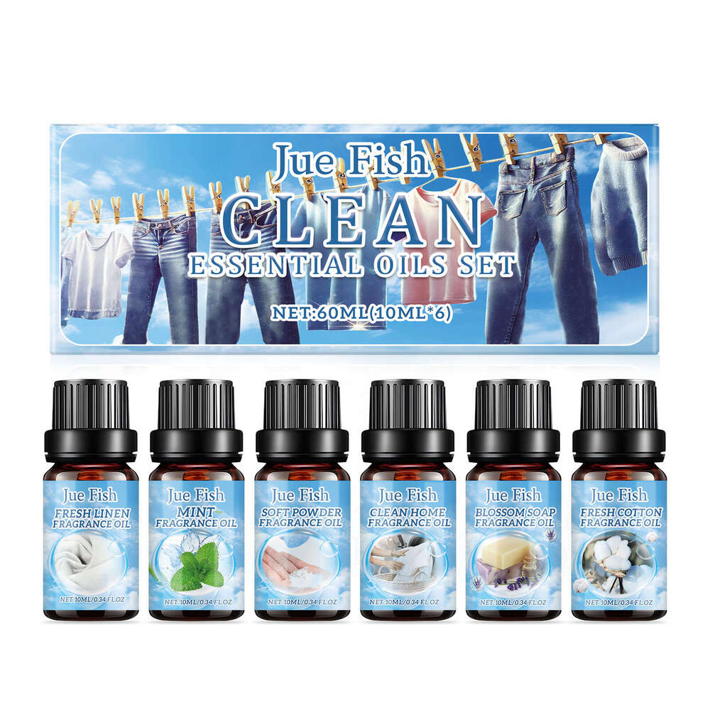 Jue-Fish Cleaning Set Fresh Natural Humidifier Long-lasting Fragrance Essential Perfume Oil S260130