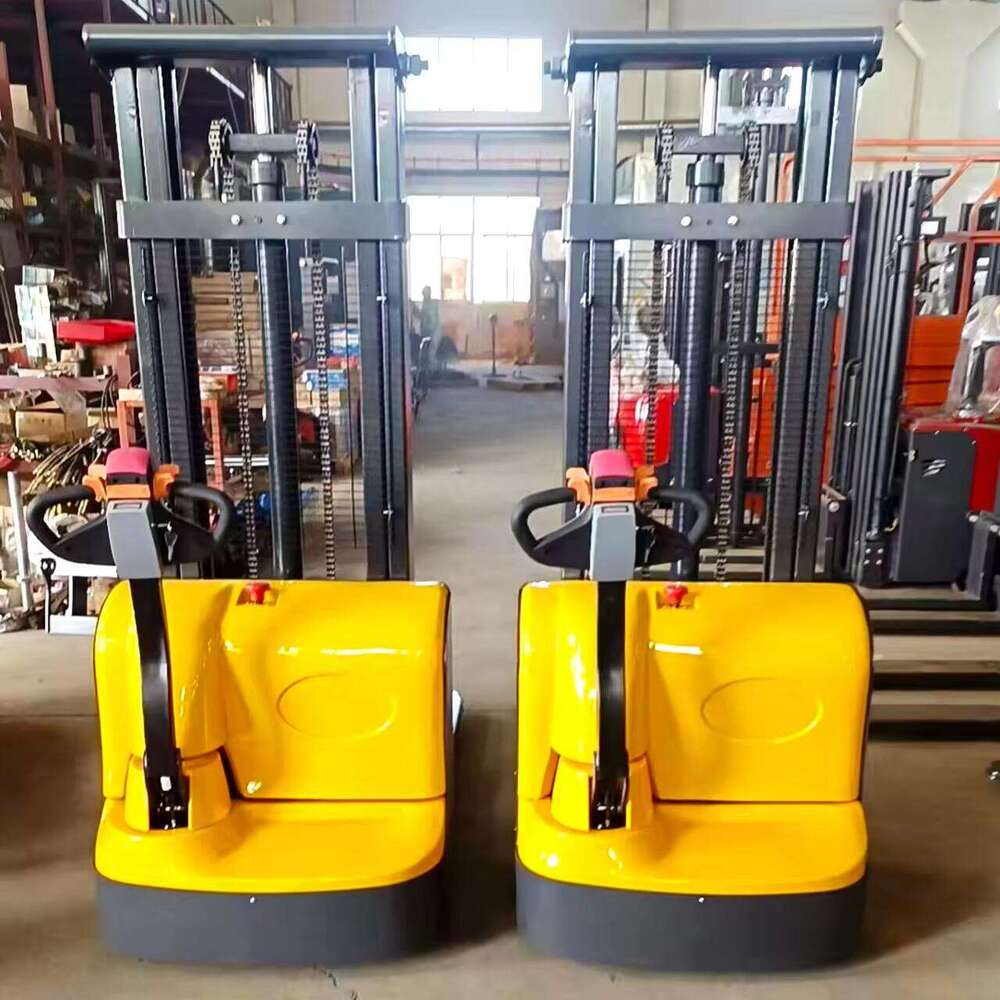High Lift Electric Stacker 1600kg Capacity with Duplex Mast for Low Ceiling Clearance and High Vertical Reach in Industrial Facilities