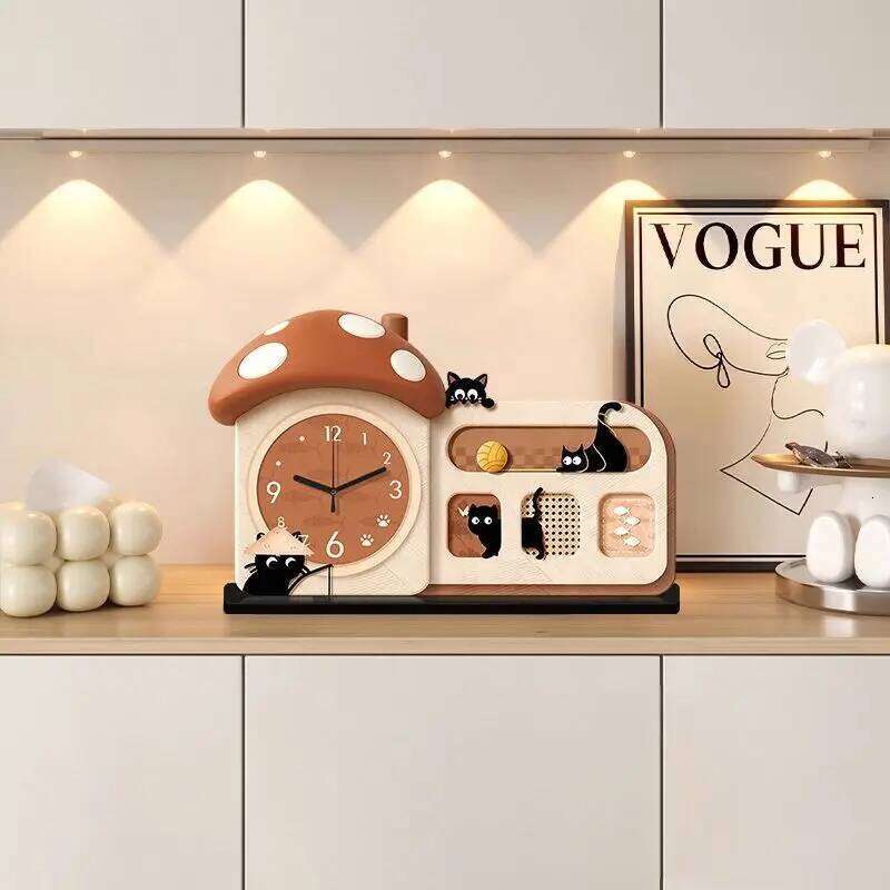 Cute Cartoon Desktop Pendulum Table, Living Room Entrance Decorative Item, Silent Clock W260130