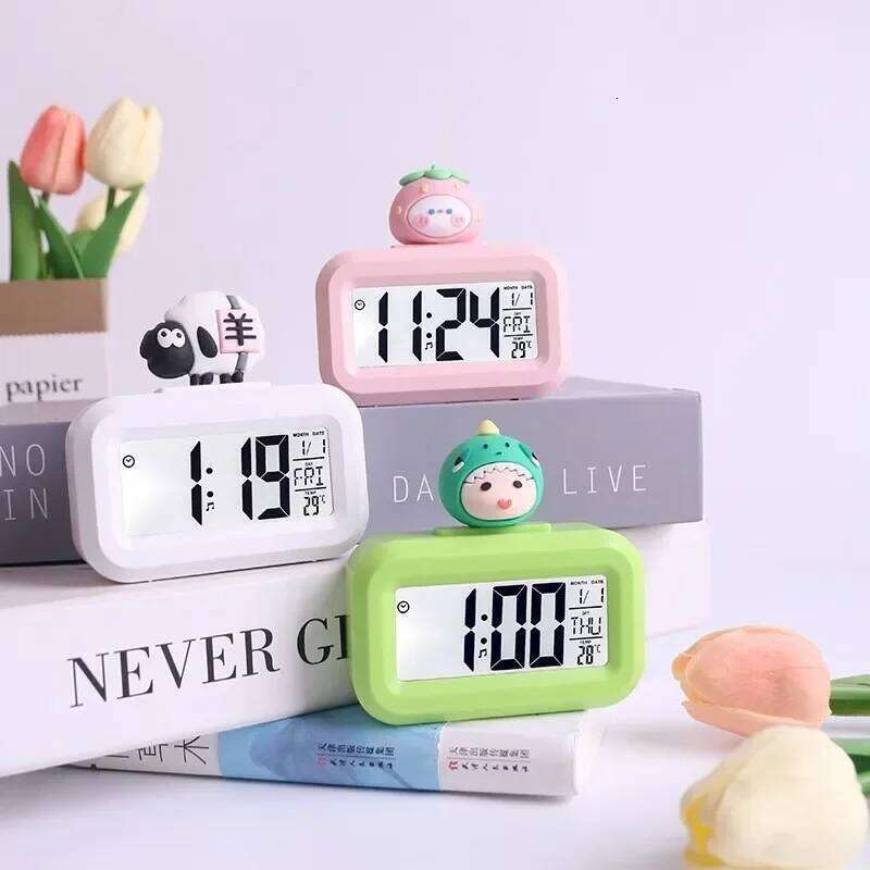 Cartoon Music Stopwatch for Studying Time Management Date Countdown Timer Digital Table Clocks Reminder Desktop Alarm Clock W260130