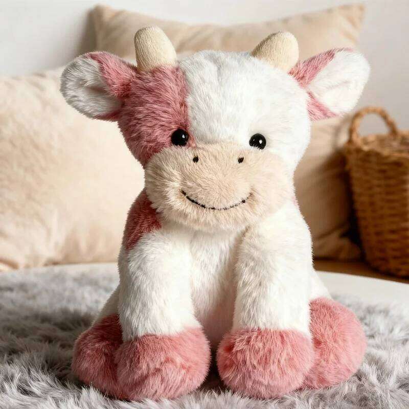Sitting Cow Plush Toys Super Soft Skin-friendly Sleep Companion Interesting Realistic Animal Doll Birthday Gifts For Friend Y260128