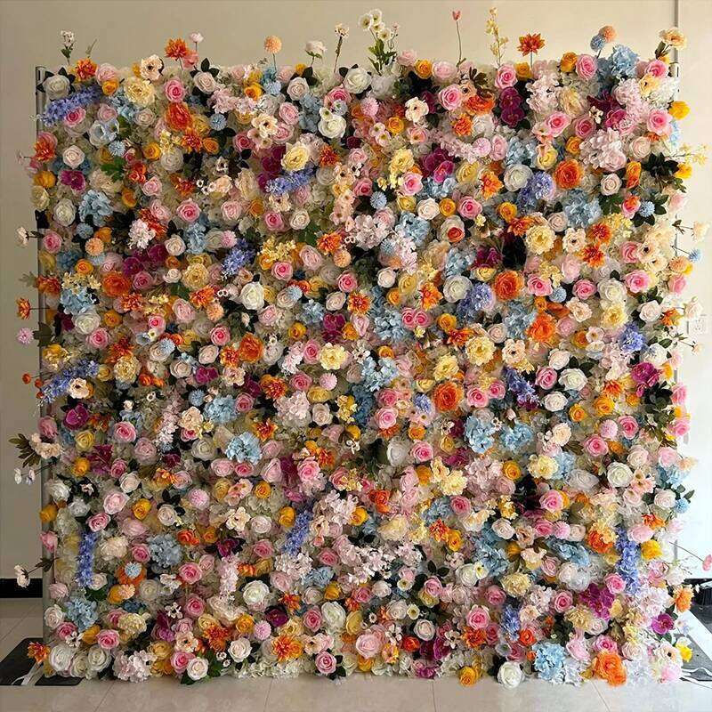 White X 8ft Backdrop For Wedding Decor Party Floral 5D Roll Up Hanging Ivory Rose Artificial Silk Pink Flower Wall Y260130