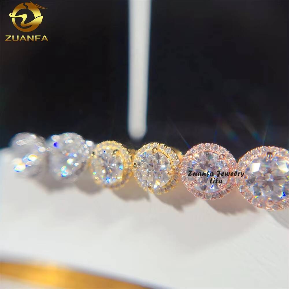 Fashion Jewlery Iced Out Halo Design 1ct Center Stone Silver Stud Moissanite Earrings