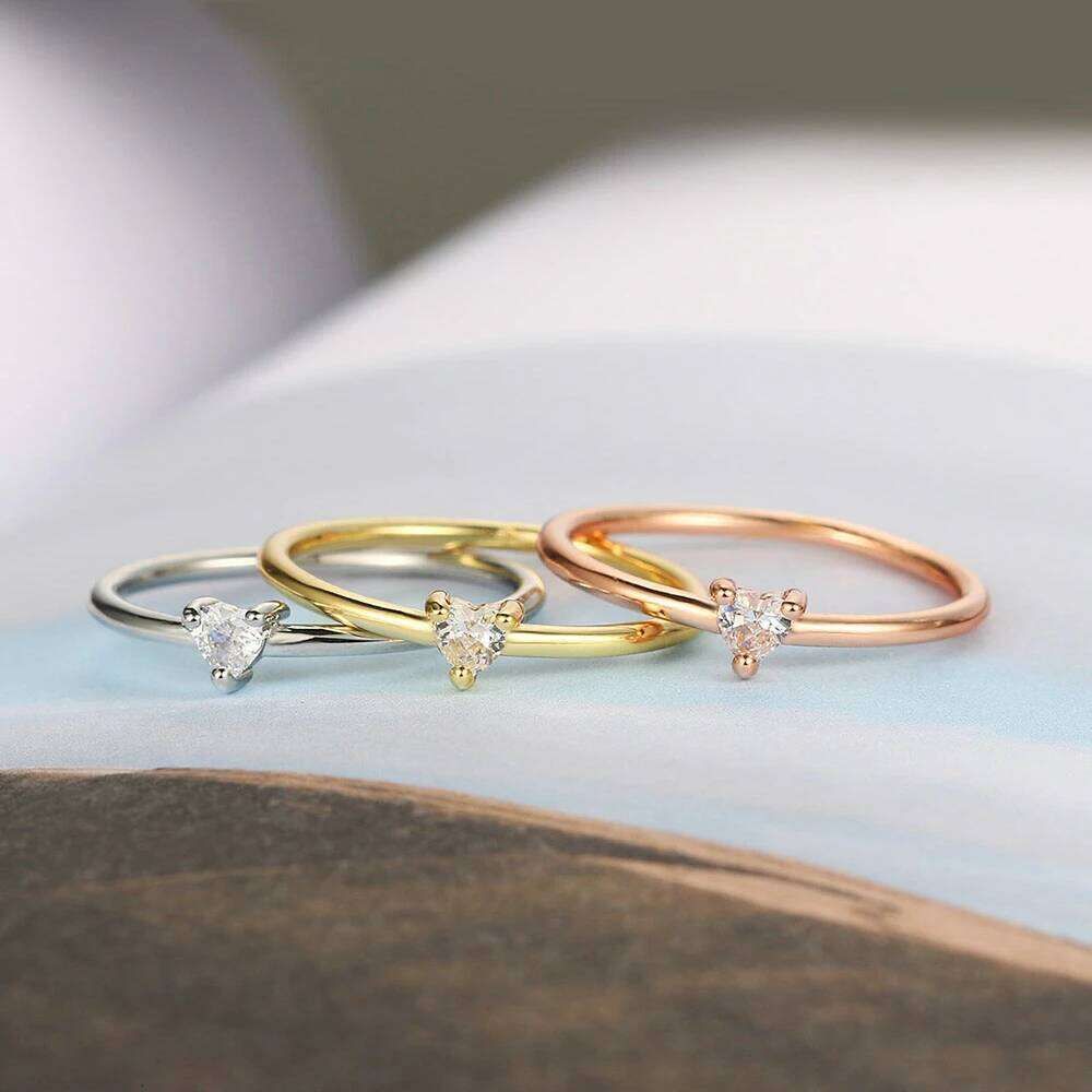 ZHOUYANG Dainty Rings For Women Minimalist Sweet Heart Zircon Gold Color Thin Ring Proposal Party Gift Fashion Jewelry KBR014 XJ260130