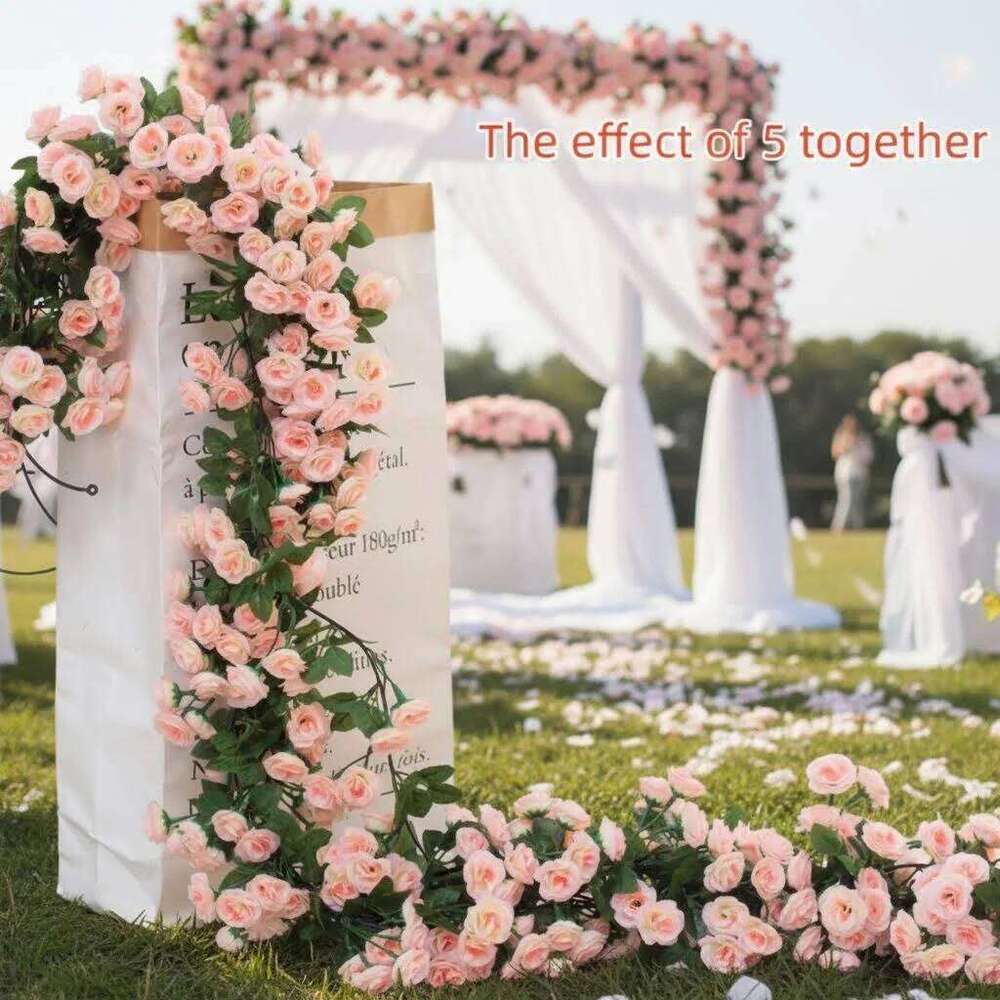 98.4in Artificial Flowers Vine DIY Wedding Decoration 45 Head Fake Silky Rose Flower Home Decor Wall Hanging Garland Plants W260130