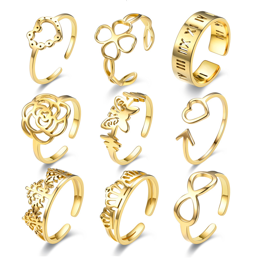 New Product Cut Hollow Open Four-Leaf Clover Arrow Ring Source Manufacturer Bulk Discount