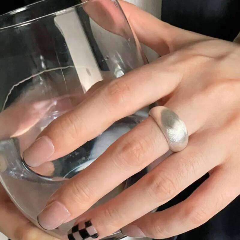 ANENJERY Silver Color Matte Brushed Surface Circular Open Ring For Women New Fashion Delicate Jewelry Gift XJ260130