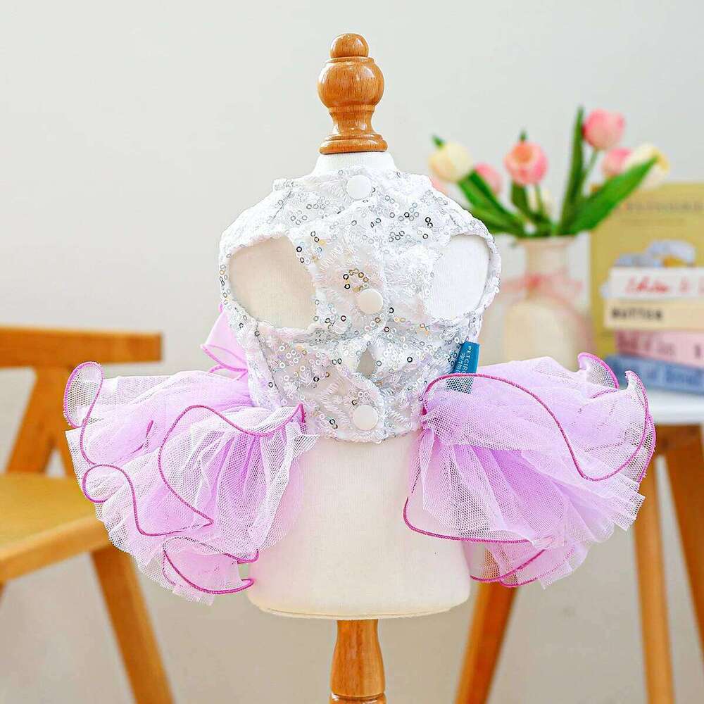 Dream Fairy Purple Pet Clothes Sequined Princess Tutu Wedding Dress H260129