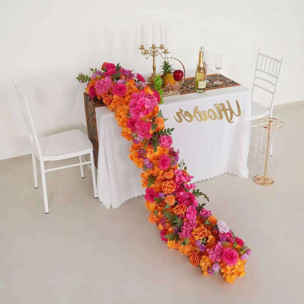 UFlower Artficial Row Runner Wedding Backdrop Arch Artificial Flower Table Arrangement Decor for Party Event Props W260130