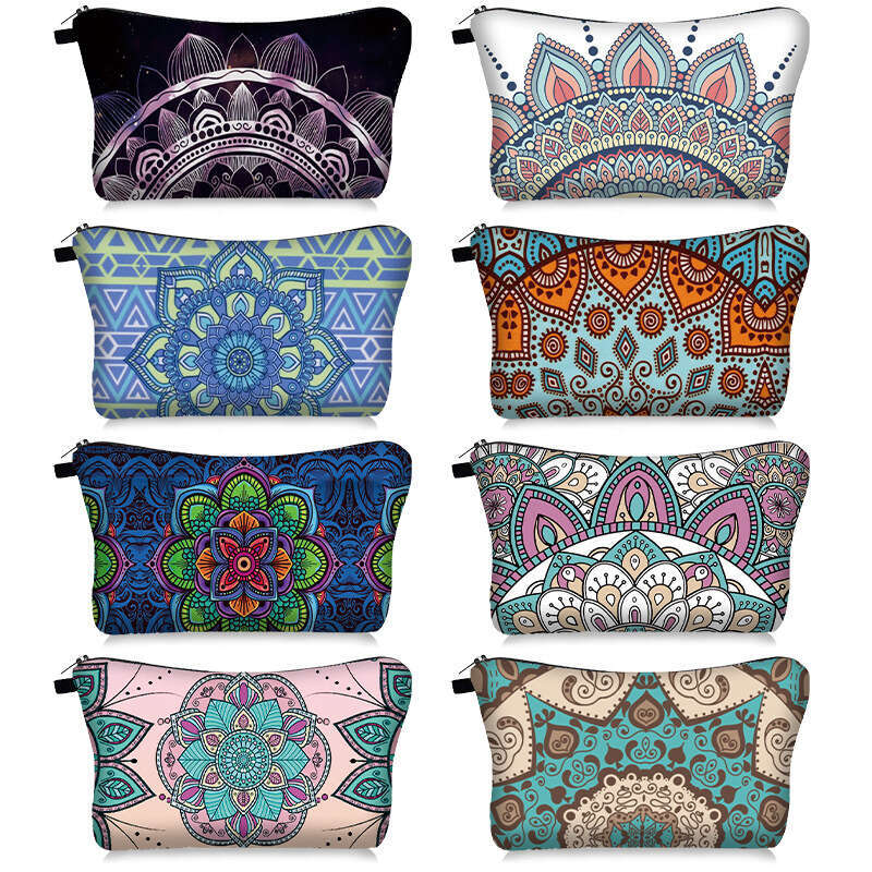 Classic Digital Print Makeup Mandala Pattern Clutch Women's Multifunctional Storage Bag