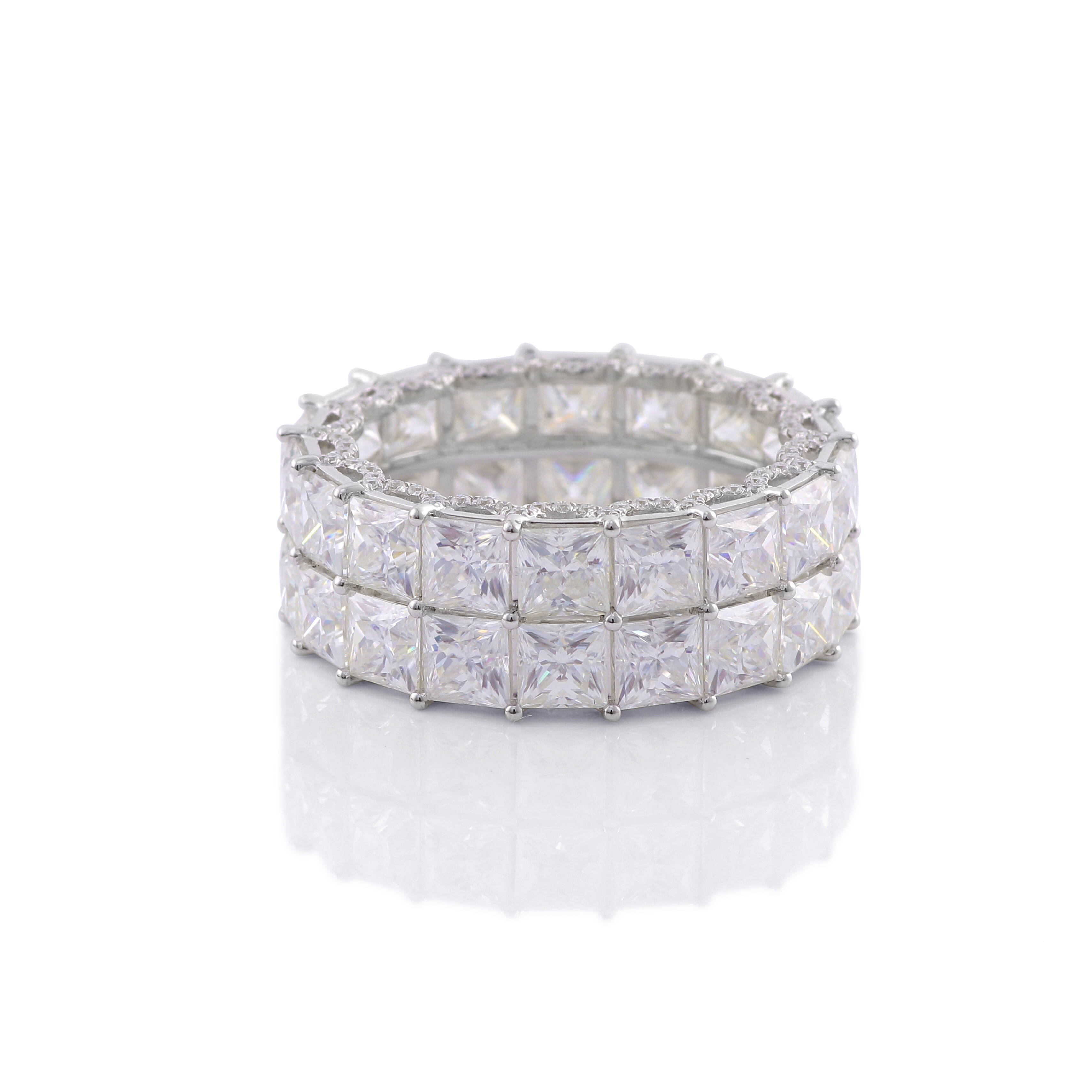 Princess Cut DEF VVS Moissanite Classic 18K 14K 10K Solid White Gold Handmade Fine Jewelry Ring Factory Wedding Rings for Women