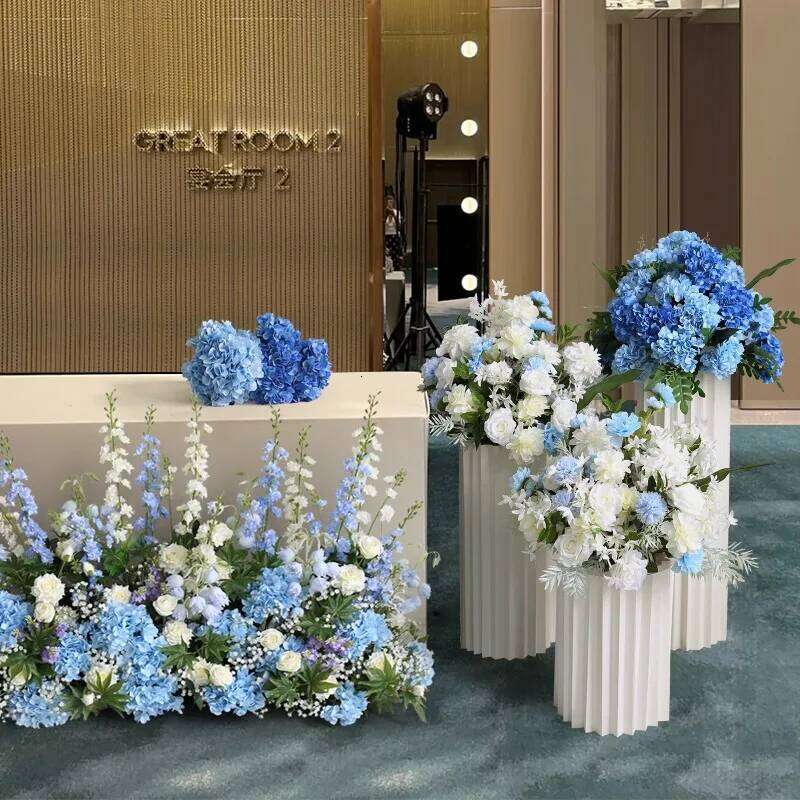2m Rose Delphinium Flower Row Wedding Artificial Table Floral Commercial Plaza Partition Hotel Scene Layout Floor Flowers Decor Y260130